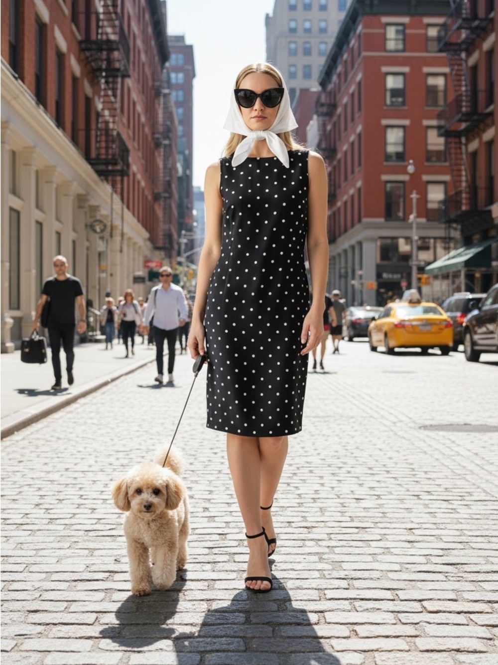 Black Polka Dot Sleeveless Dress